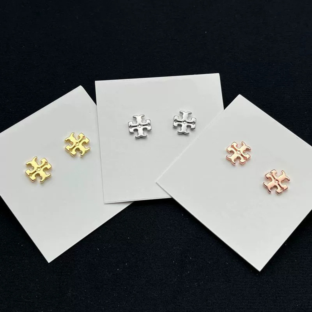 Tory Burch Gold Plated Copper Double Polished Stud Earrings